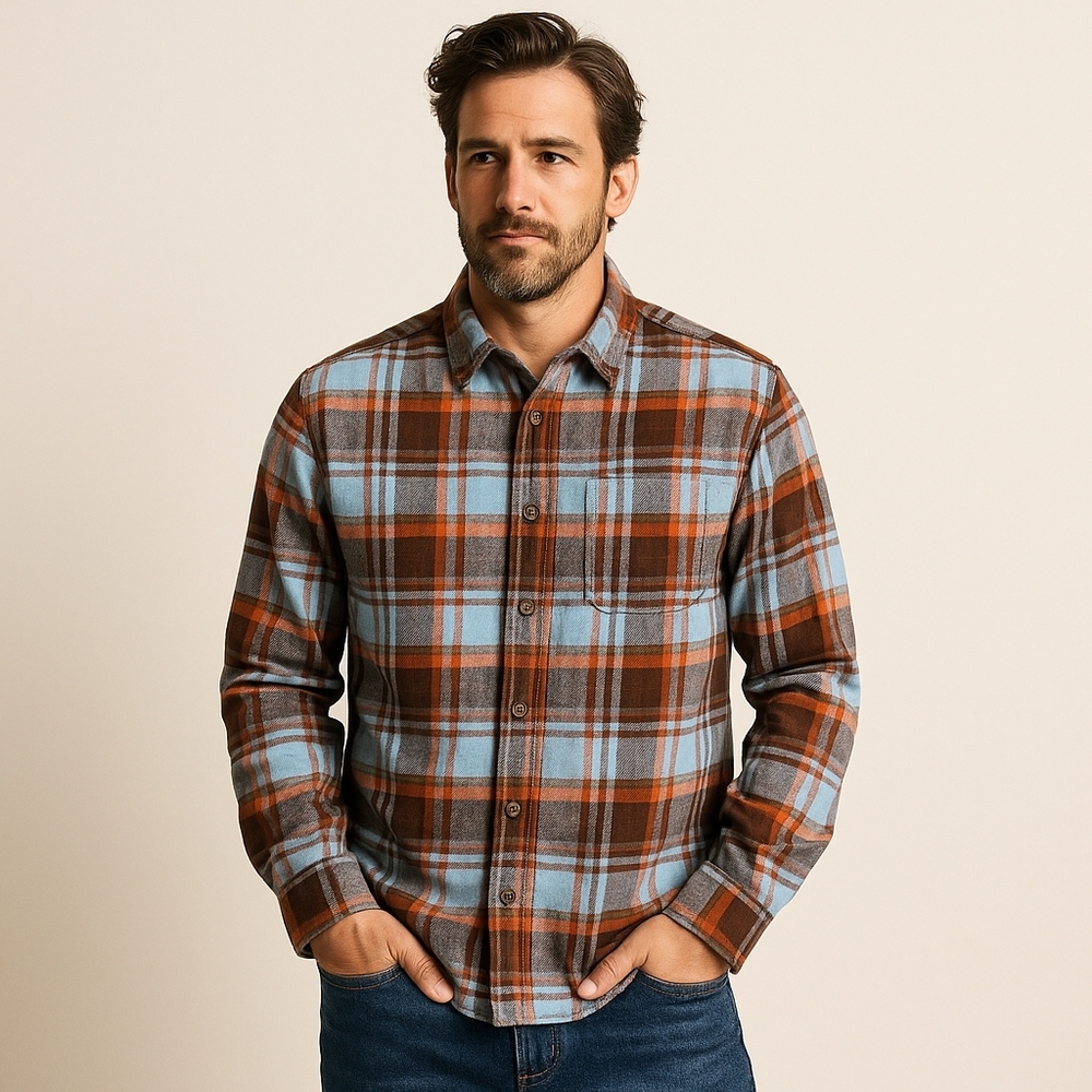 Eddie Bauer Men’s Plaid Flannel Shirt L Classic Fit 90s Grunge‎ Workwear Style